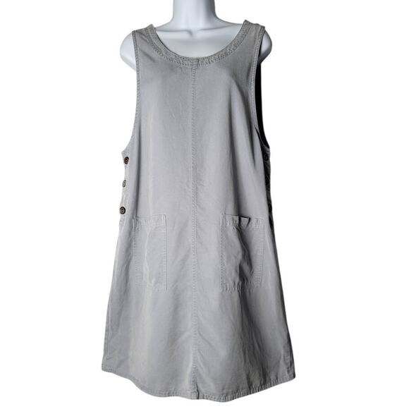 Talbots Lagenlook Modest Jumper Dress Gray M 100% Tencel Lyocell USA Pockets VTG - Picture 1 of 11